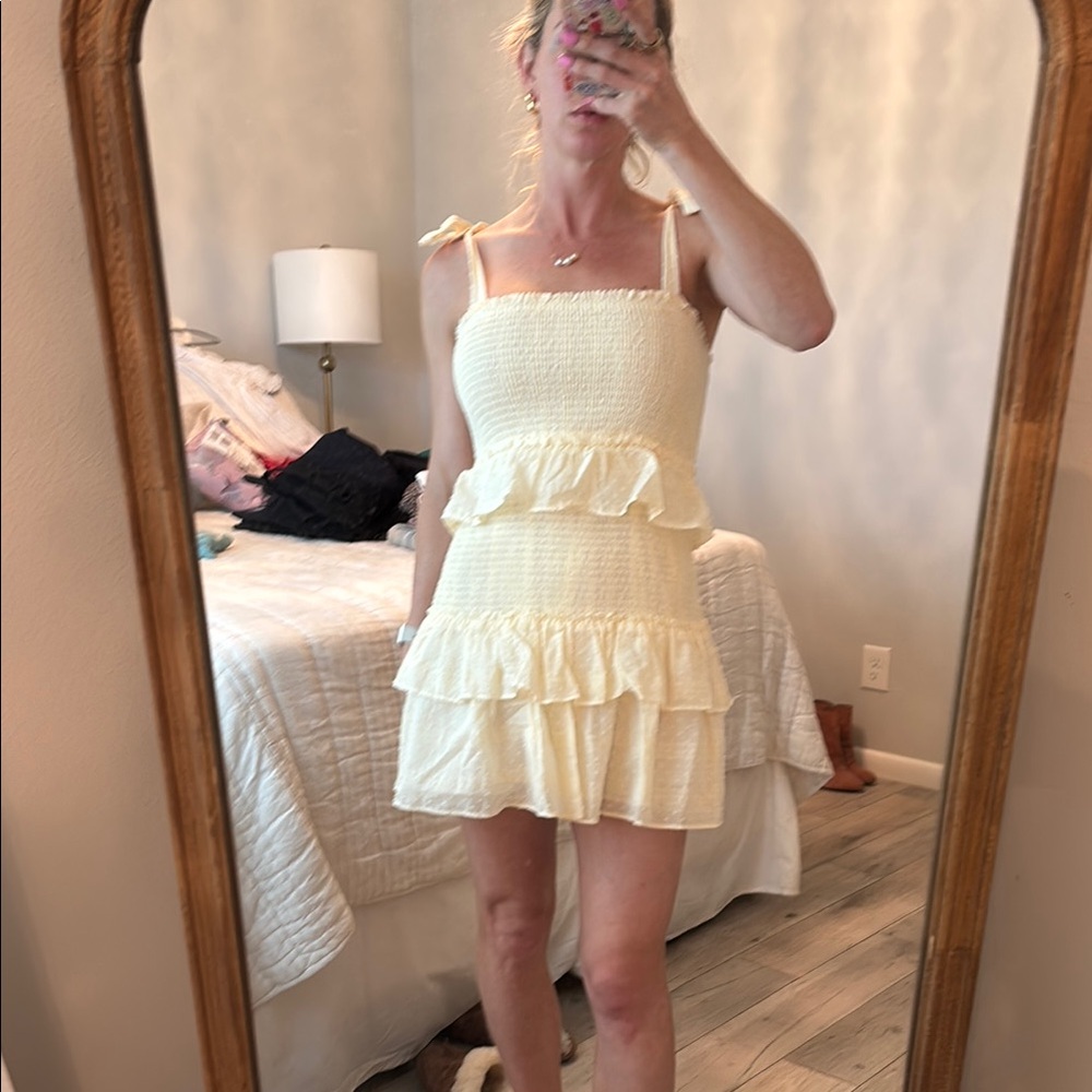 1. State Cream Tiered Ruffle Sundress